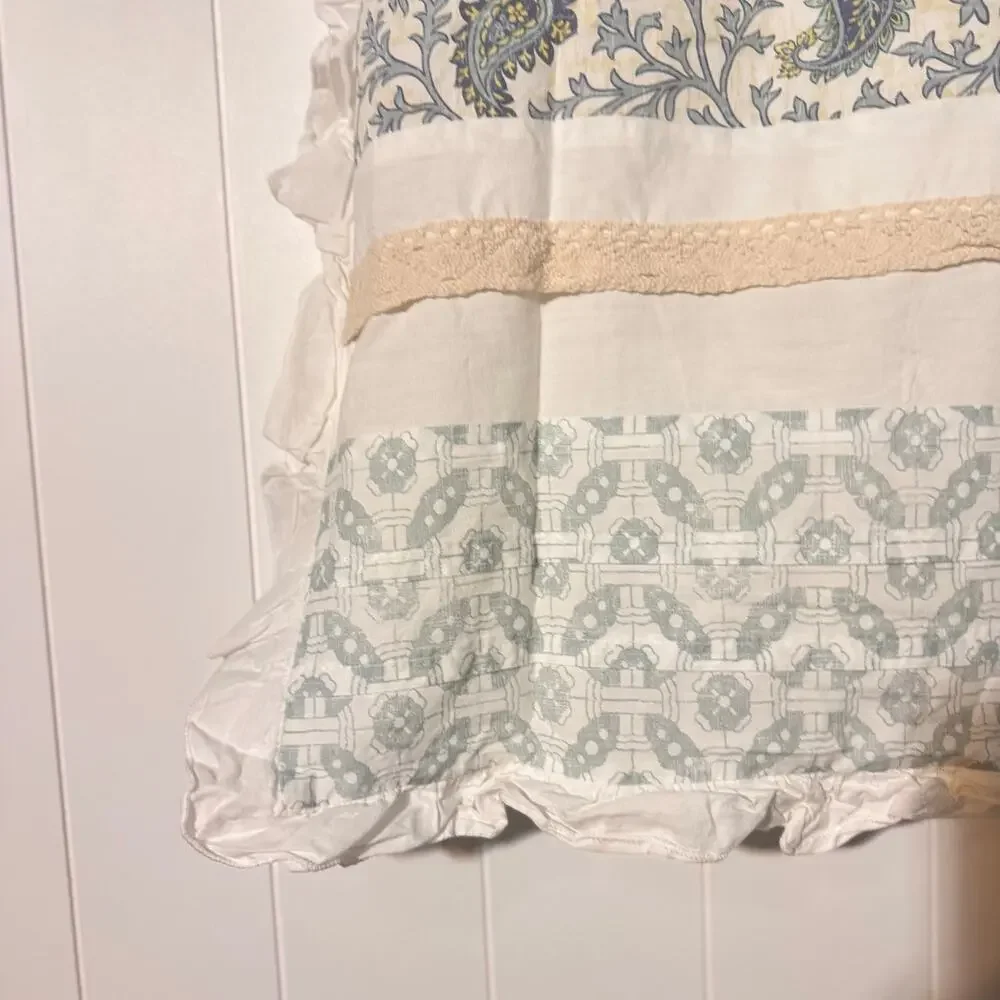 Madison Park Pair Pillow Shams Blue Floral Paisley Cotton Cottage Farmhouse